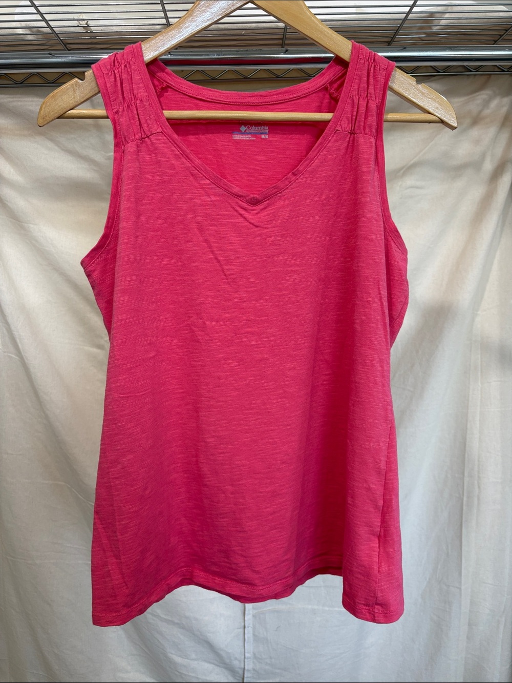 Columbia Women's Hot Pink Gathered-Shoulder Tank Top